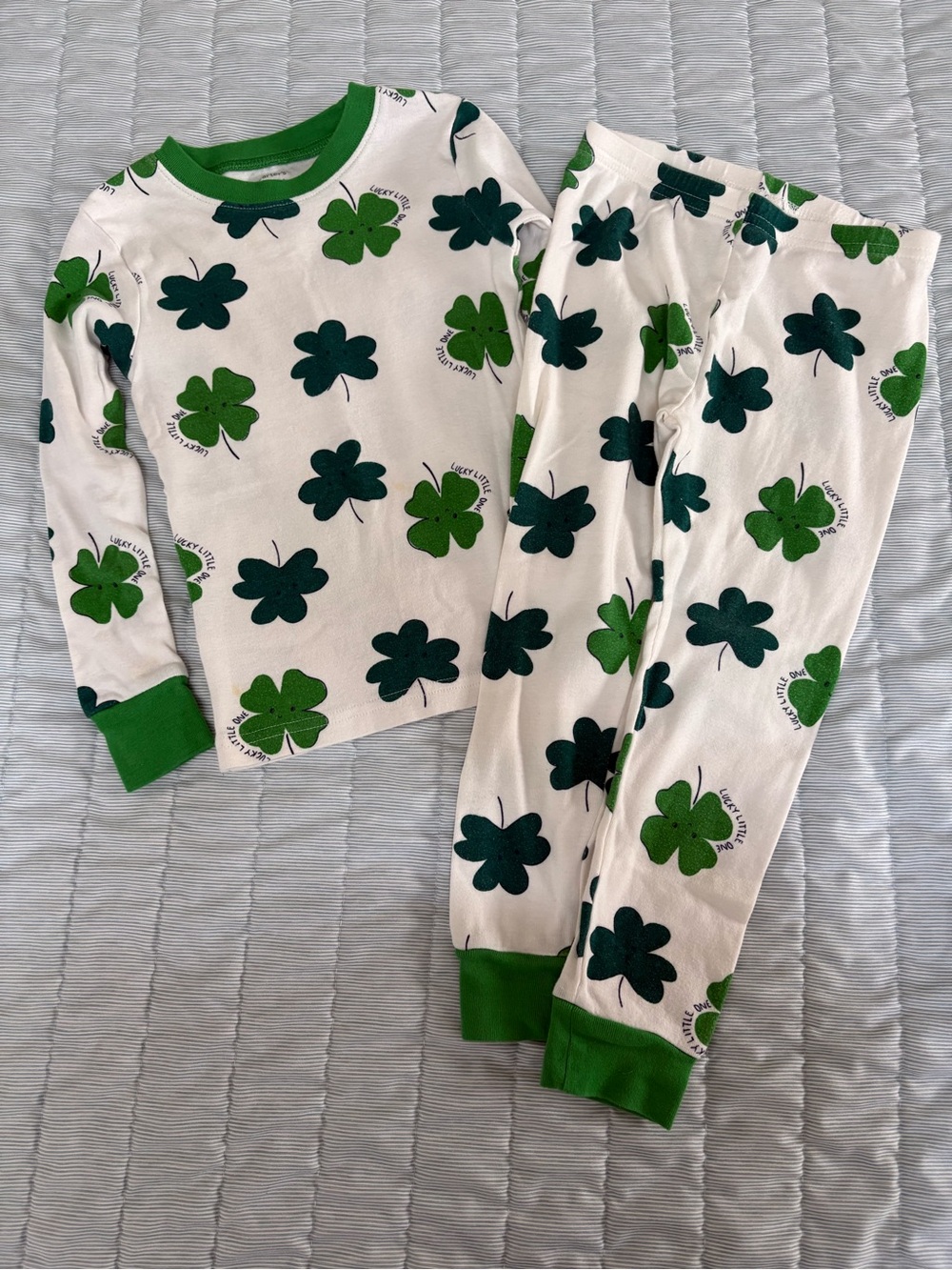 Carter's White Pajama Set with Green Clover Print